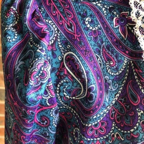 Vintage 80’s Paisley Lace Collar Dress Purple sz10 - Picture 7 of 16